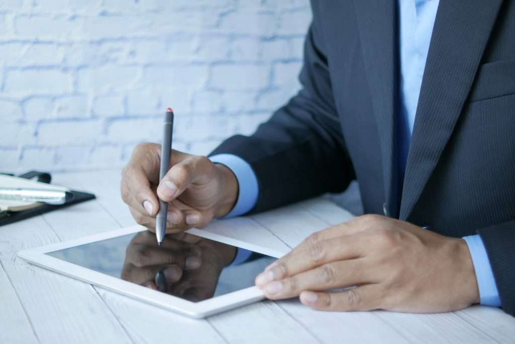 Management accounts — signing on a tablet